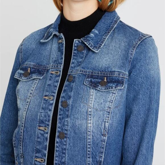 Noisy May Distressed Denim Jacket Blue Medium Wash Classic Trendy Streetwear S - Picture 2 of 14